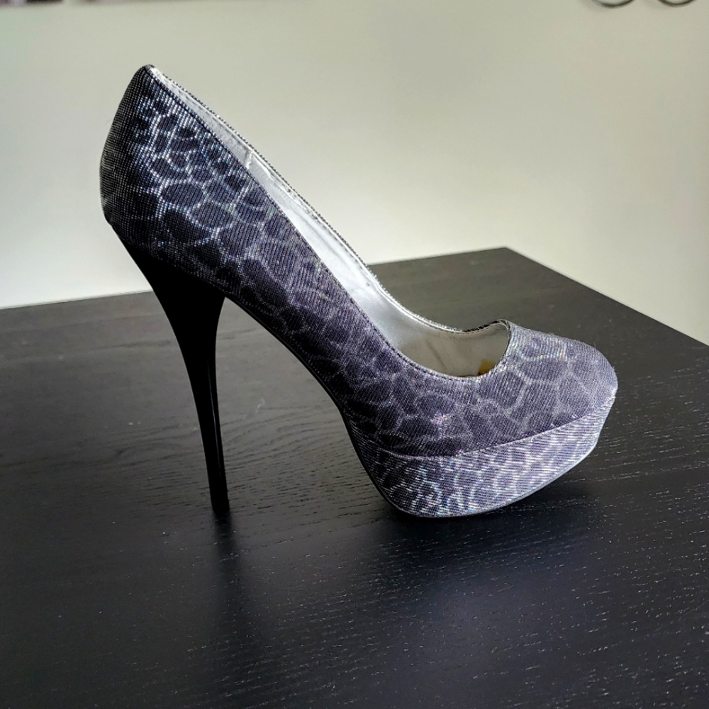 Black Leopard Print Platform Heels Sz 8